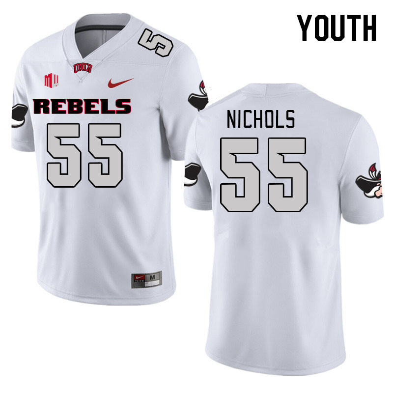 Youth #55 Preston Nichols UNLV Rebels 2023 College Football Jerseys Stitched-White